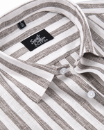 Linen White With Dusty Colour Patta Print Shirt For Men