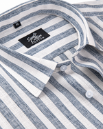 Linen White With Light Grey Colour Patta Print Shirt For Men