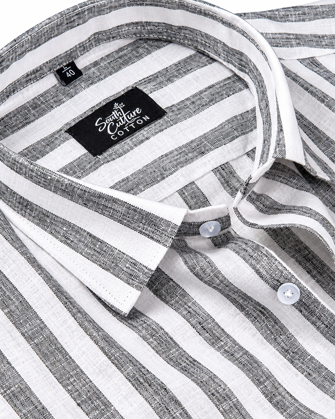 Linen White With Grey Colour Patta Print Shirt For Men