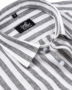 Linen White With Grey Colour Patta Print Shirt For Men